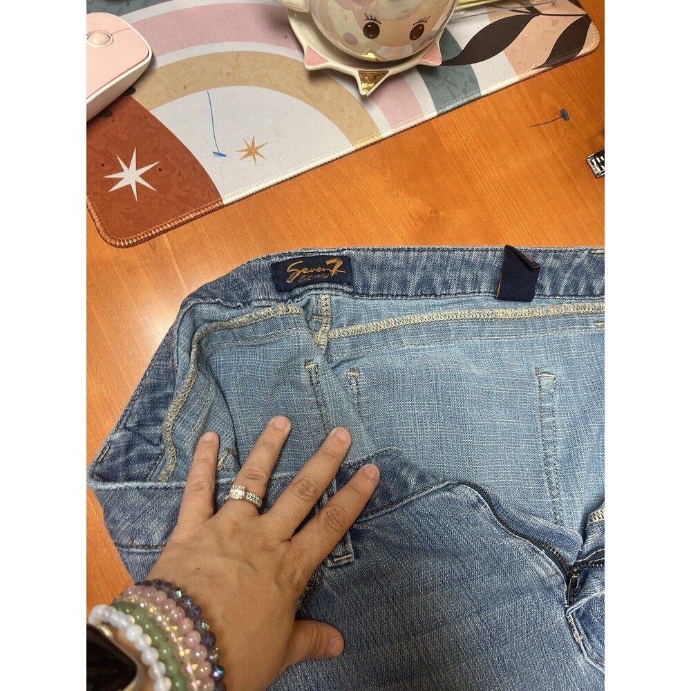 7 Seven For All Mankind Women's Denim Jean Shorts Size 6 Bermuda Cutoff - Picture 6 of 6